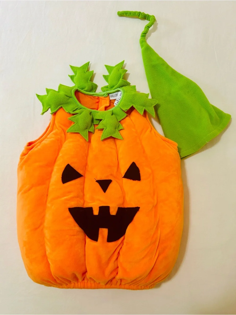Hallow's Eve Toddler 4T Plush Fleece Pumpkin Costume Tunic & Beanie Hat